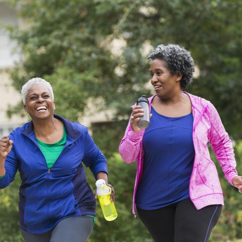 Two women walking