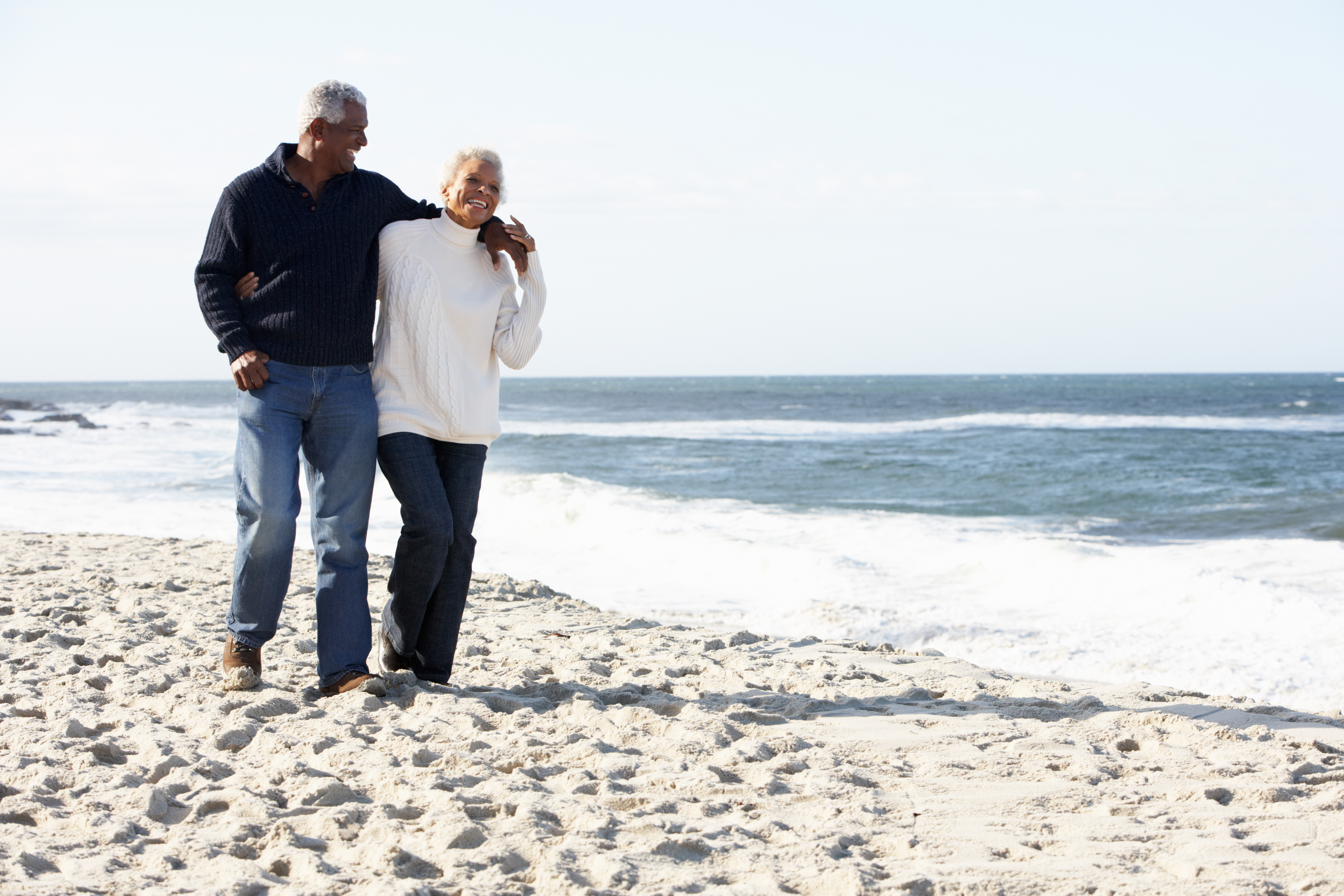 Older African American couple on the beach